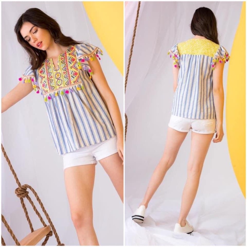 THML tassel embroidered top
